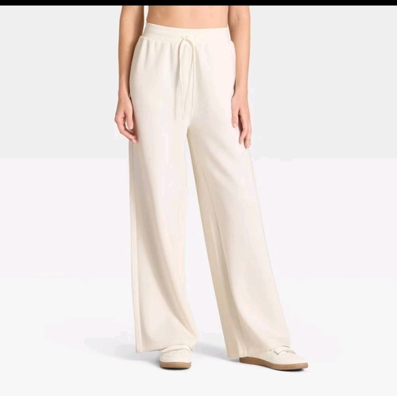 all in motion Pants - All In Motion Women's Airy Sleek Wide Leg Sweatpants, L - Cream